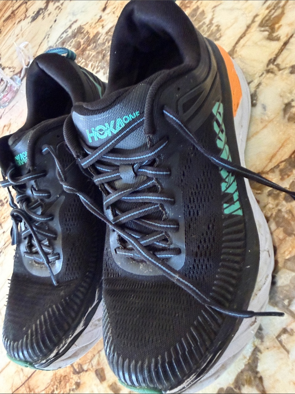 Hoka One One Black Teal Orange Women’s Athletic Running Shoes